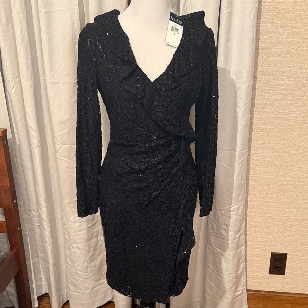 Ralph Lauren Elegant Black Lace Dress